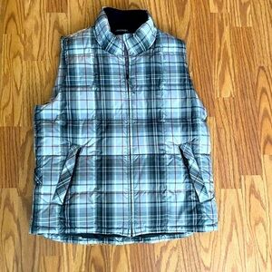 Eddie Bauer Goose Down Women’s Plaid WeatherEdge Puffer Vest Jacket Size M